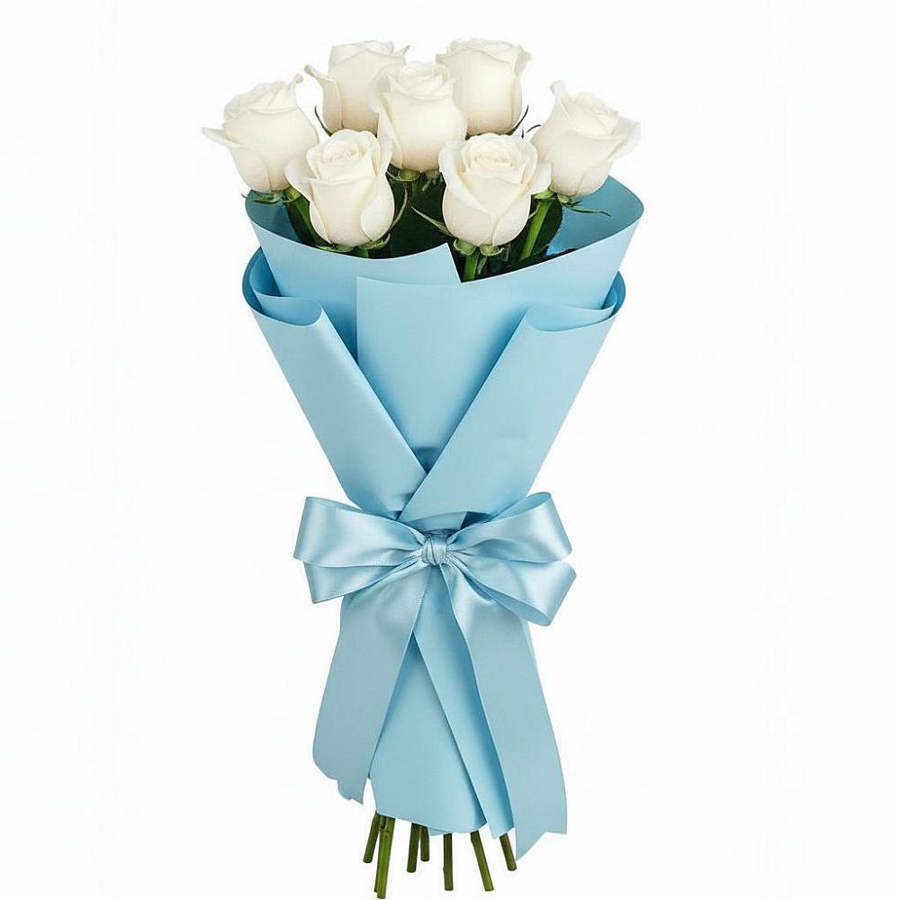 Букет 7 белых роз Проуд в Гелдагане