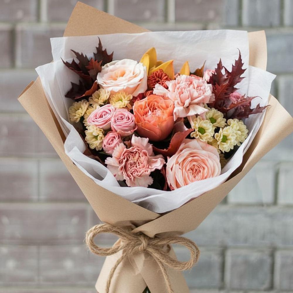 Букет цветов из: Гвоздики, Хризантемы и Розы в Гелдагане