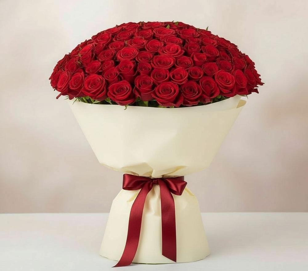 Букет 101 Красная роза Милано в Гелдагане