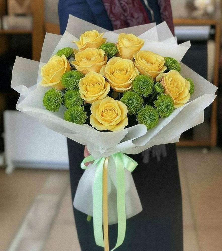 Букет цветов из: Хризантемы и Розы в Гелдагане