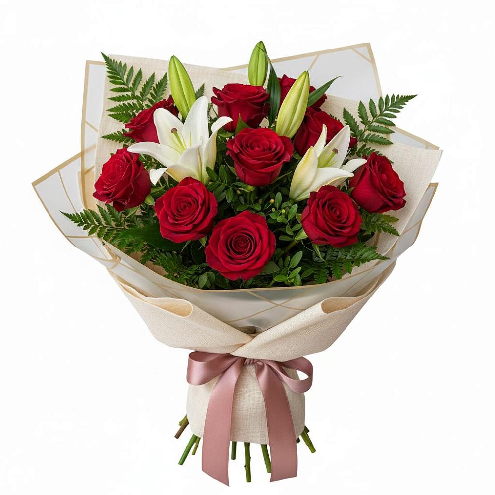 Букет цветов из: Лилии и Розы в Гелдагане