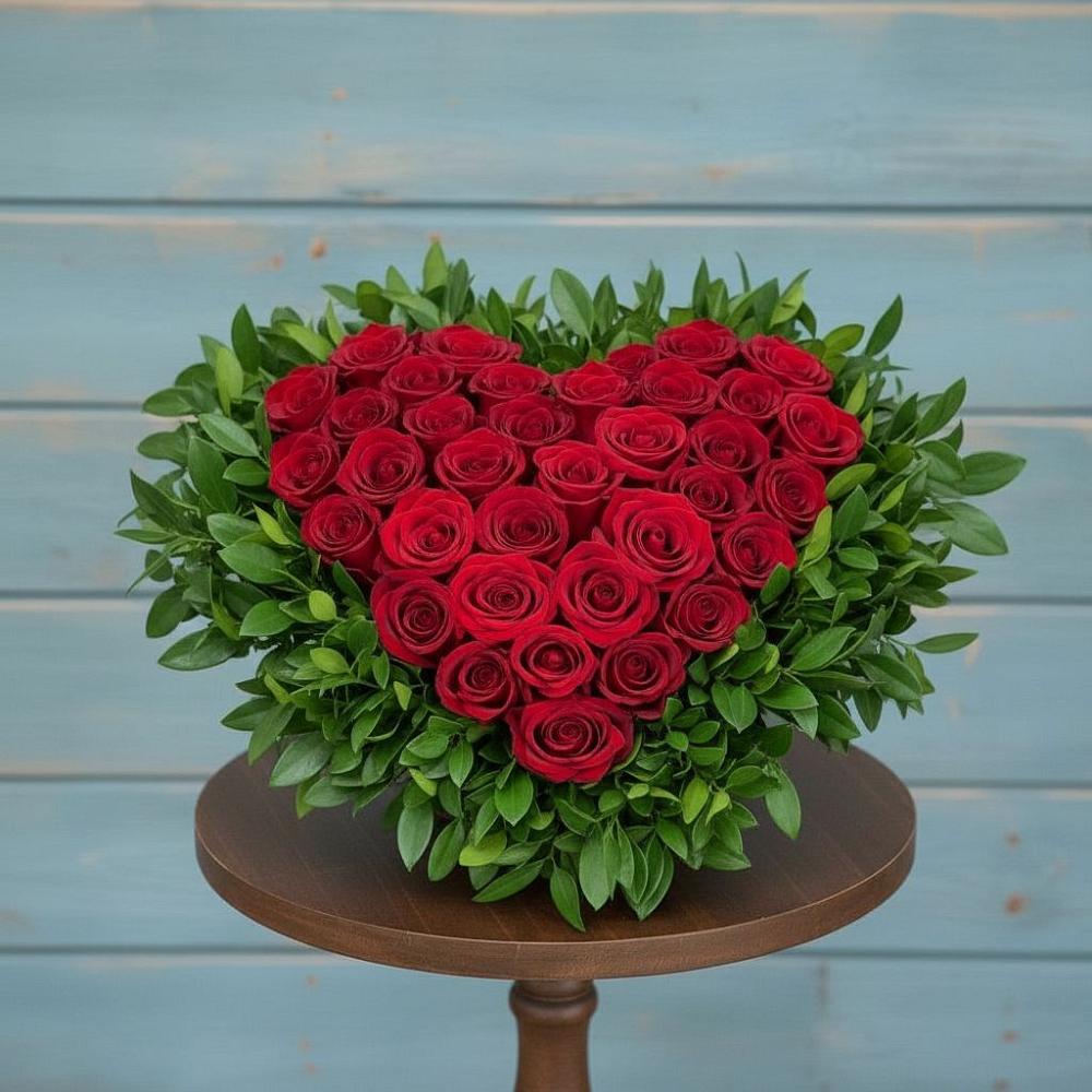 Цветочная композиция из Розы в виде сердца в Гелдагане