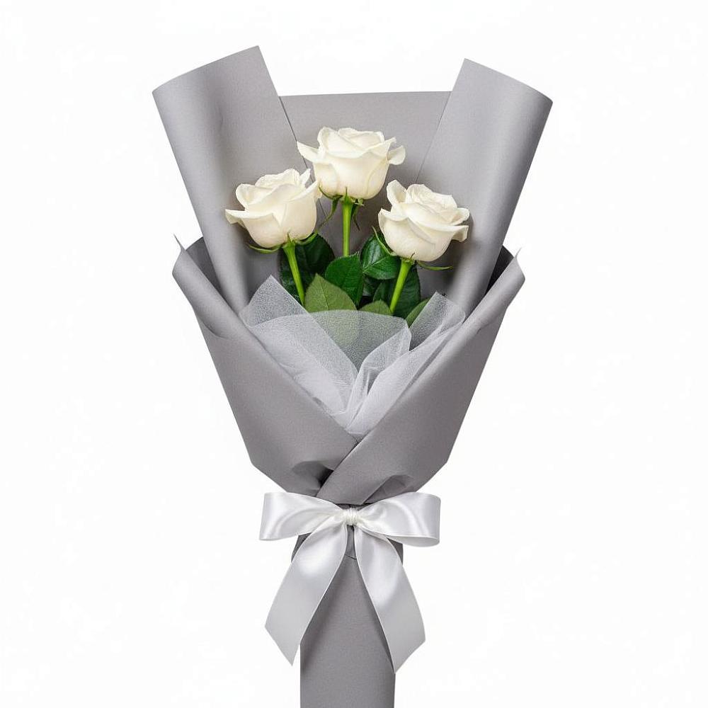Букет 3 белые розы в Гелдагане