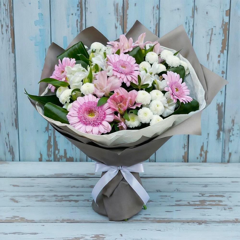 Букет цветов из: Герберы, Альстромерии и Хризантемы в Гелдагане